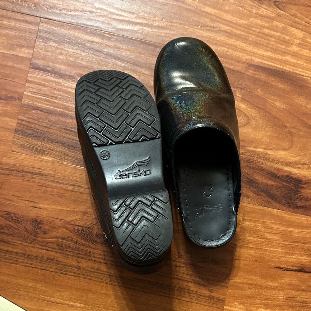 Dansko Iridescent Black Slip-On Clogs